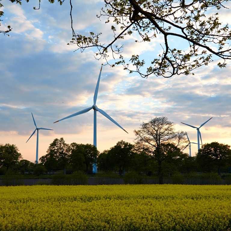 Landschaft und Windräder