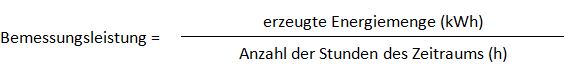Formel zur Berechnung der Bemessungsleistung
