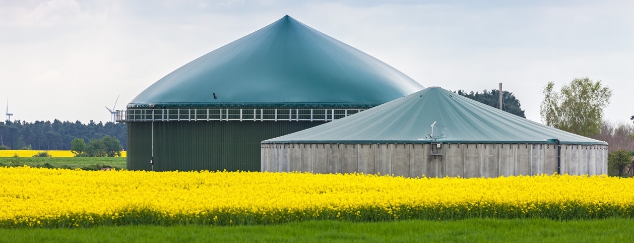 Biogasanlage in der Landschaft 